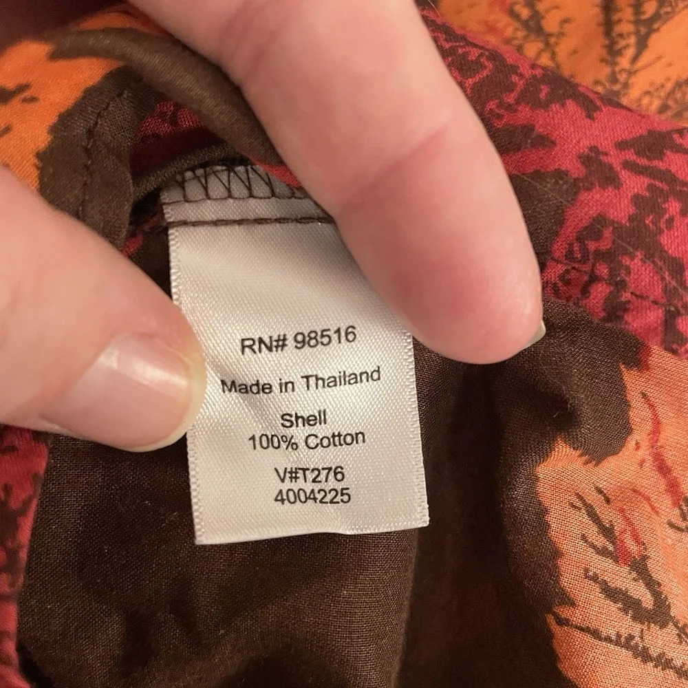 Coldwater Creek Button Top Blouse Size M Fall Brown Red‎ Orange Leaf - Picture 6 of 6